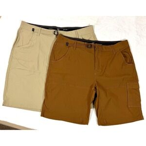 prAna Stretch Zion Mens Shorts Sz 38 10in Inseam Lot of 2 Khaki Hiking Outdoor
